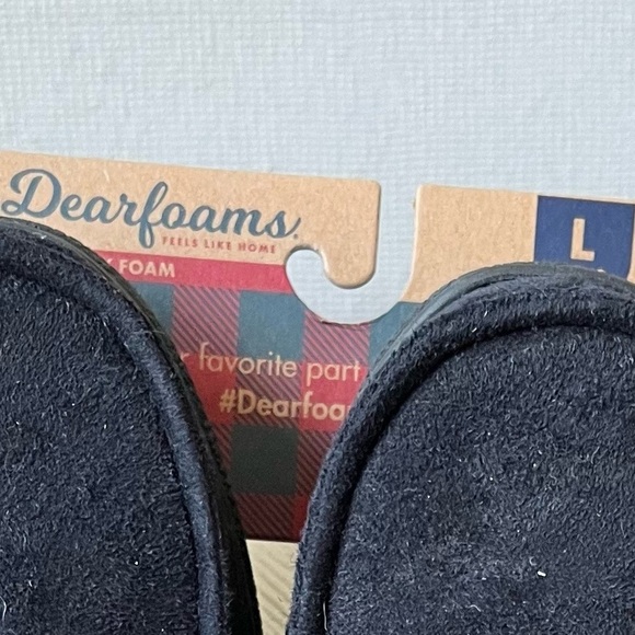Dearfoams [Mens Large Size 11-12 - NWT] Black Memory Foam Slippers - Picture 10 of 12